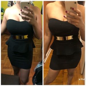 Black peplum mini dress